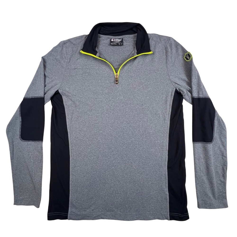 Killtec Athletic 1/4 Zip Shirt Men's LARGE‎ Grey Black Long Sleeve Performance